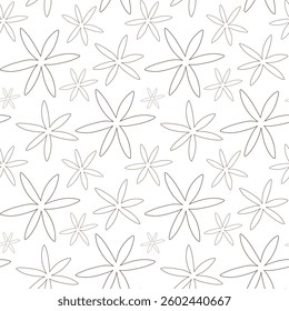 Seamless floral pattern with hand-drawn line art and organic shapes in natural tones. Perfect for textiles, wallpaper, and branding.