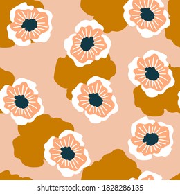 Seamless floral pattern with hand-drawn poppy flowers vector illustration. Good for textile, fabric, wrapping wrap, stationary, wallpaper.