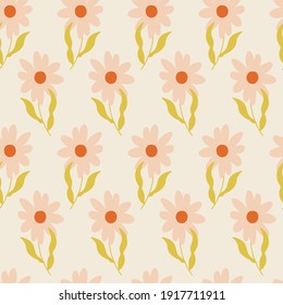 seamless floral pattern with hand-drawn sunflower vector illustration. Good for botanicall theme, fabric, textile, card, wallpaper, cover.