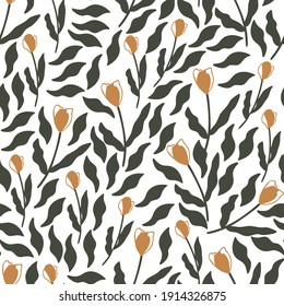 seamless floral pattern with hand-drawn tulip vector illustration. Good for cover, wallpaper, textile, fabric, card, stationary. 