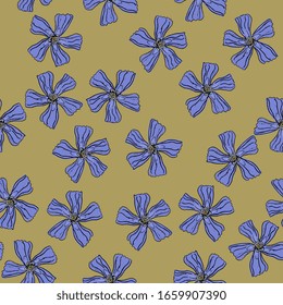Diseño floral sin fisuras con las cabezas de la flor perwinkle. Dibujos a mano ásperos.