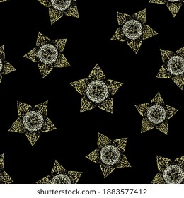 Seamless floral pattern with heads of Stapelia Variegata (or Orbea variegata) flower. Starfish Plant. Succulent blossom.