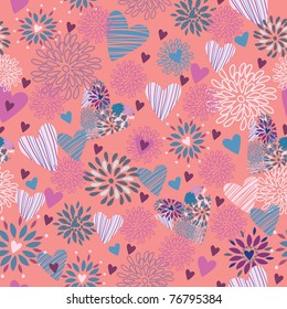 seamless floral pattern with heart