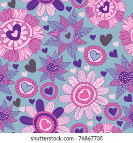 seamless floral pattern with heart