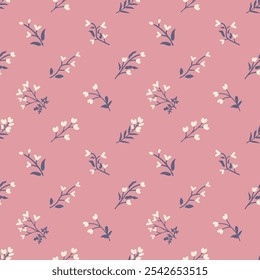 Seamless floral pattern with heart shapes