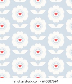 seamless floral pattern with hearts