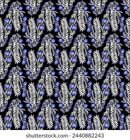 Seamless floral pattern. Herbal elements. Vector illustration for web, wrapping paper, scrapbook, textile, cover and any surface design. 