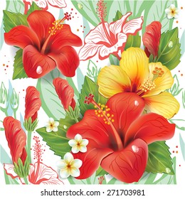 Seamless floral pattern with hibiscus pattern