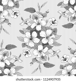 seamless floral pattern with hibiskus flowers