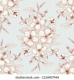 seamless floral pattern with hibiskus flowers