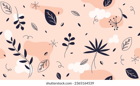 Seamless Floral Pattern, High Quality Vector Abstract Boho Style Background