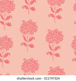 Seamless floral pattern with hydrangea