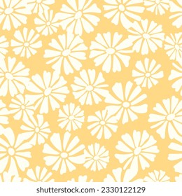 seamless floral pattern. Idea for fabric, tablecloth pattern, wrapping paper, gift paper. Print Ditsy. Motives are scattered randomly. yellow pattern background. cute pattern