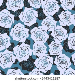 patrón floral sin costuras. Idea para tela, patrón de mantel, papel de embalaje, papel de regalo. Imprimir Ditsy. Los motivos se dispersan al azar. Fondo del patrón de la flor de rosa