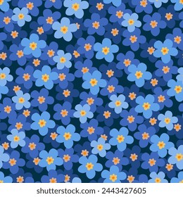 seamless floral pattern. Idea for fabric, tablecloth pattern, wrapping paper, gift paper. Print Ditsy. Motives are scattered randomly. forget me not flower pattern background. cute pattern