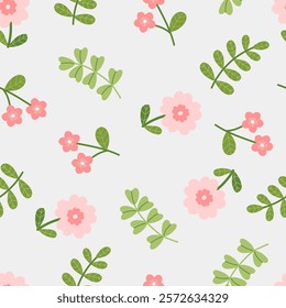seamless floral pattern. Idea for fabric, tablecloth pattern, wrapping paper, gift paper. Print Ditsy. Motives are scattered randomly.pink flower pattern background. cute floral pattern 