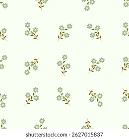Seamless floral pattern. Idea for fabric, tablecloth pattern, wrapping paper, gift paper. Print ditsy. Motives are scattered randomly. Flower pattern background. cute pattern.