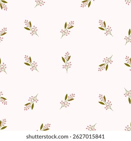 Seamless floral pattern. Idea for fabric, tablecloth pattern, wrapping paper, gift paper. Print ditsy. Motives are scattered randomly. Flower pattern background. cute pattern.