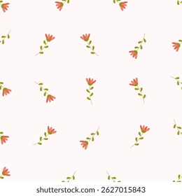 Seamless floral pattern. Idea for fabric, tablecloth pattern, wrapping paper, gift paper. Print ditsy. Motives are scattered randomly. Flower pattern background. cute pattern.