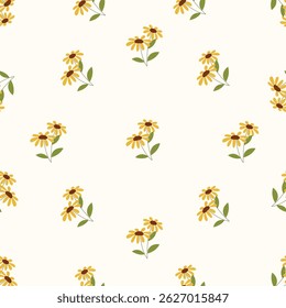 Seamless floral pattern. Idea for fabric, tablecloth pattern, wrapping paper, gift paper. Print ditsy. Motives are scattered randomly. Flower pattern background. cute pattern.