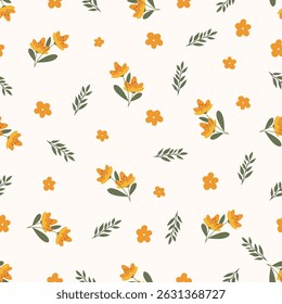 Padrão floral perfeito. Ideia para tecido, padrão de toalha de mesa, papel de embrulho, papel de presente. Imprimir ditsy. Os motivos estão espalhados aleatoriamente. Fundo de padrão de flor. padrão bonito.