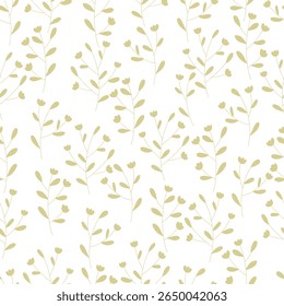 seamless floral pattern. Idea for fabric, tablecloth pattern, wrapping paper, gift paper. Print Ditsy. Motives are scattered randomly. botanical pattern background. green leaves