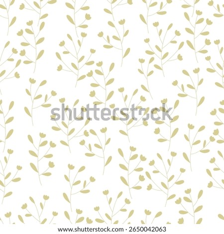 seamless floral pattern. Idea for fabric, tablecloth pattern, wrapping paper, gift paper. Print Ditsy. Motives are scattered randomly. botanical pattern background. green leaves