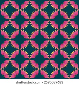 A seamless floral pattern. Ideal for wallpapers, textiles, invitations, and decorative projects. High-quality vector illustration. Rickshaw painting style vector art. Bangladeshi pop art floral design