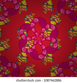 Seamless Floral Pattern in. Colour Spring Theme seamless pattern Background. Flowers on white, red, black, gray and blue colors. Flat Flower Elements Design.