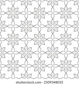 Seamless floral pattern with intertwined gray lines on a white background. Suitable for various creative projects or decorative elements.