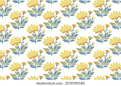 seamless floral pattern with intricate blooms, leafy vines, and organic details perfect for fabric, wallpaper, wrapping paper, and nature-inspired designs