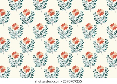 seamless floral pattern with intricate blooms, organic shapes, and lush greenery ideal for wallpaper, fabric, wrapping paper, and botanical designs