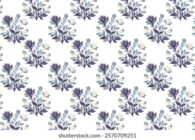 seamless floral pattern with intricate blossoms, flowing stems, and lush foliage ideal for wallpaper, textile, wrapping paper, and nature-inspired designs