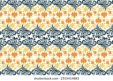 seamless floral pattern with intricate botanical motifs, elegant flower arrangements, and decorative details for textile design, fashion projects, and fabric applications