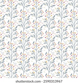 seamless floral pattern with intricate botanical foliage and ornamental elements for textile and fashion printing
