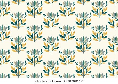 seamless floral pattern with intricate flowers, lush leaves, and delicate stems perfect for textile, wallpaper, wrapping paper, and botanical designs