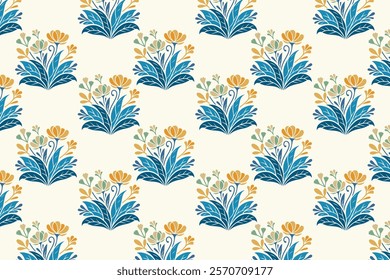 seamless floral pattern with intricate flowers, leaves, and botanical details ideal for textile, wallpaper, wrapping paper, and nature-inspired designs