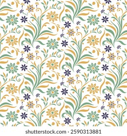 seamless floral pattern with intricate garden inspired motifs and delicate plant stems for wrapping paper
