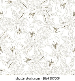 Seamless floral pattern with irises flowers.Abstract  background vector texture.