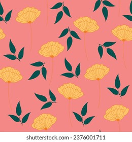 Seamless floral pattern isolated on peach background