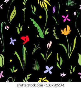 Seamless floral pattern with isolated spring flowers vector