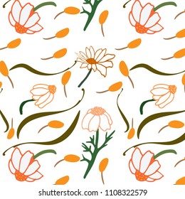 Seamless floral pattern. Isolated Vector illustration. Natural design elements