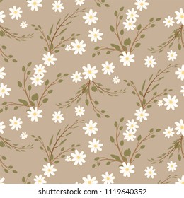 Seamless floral pattern. Isolated Vector illustration. Natural design elements