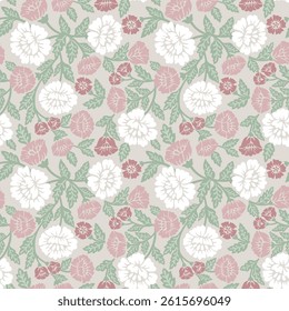 Seamless floral pattern, Jacobean Print, Block print, flower repeat vector