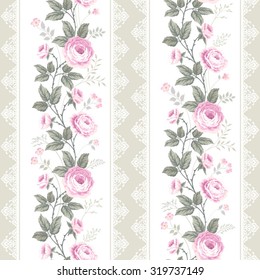 seamless floral pattern with lace and borders
