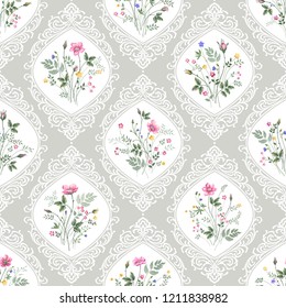 nahtlose Blumenmuster mit Lase und Rose
