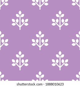 Patrón floral sin foco con flores de lavanda. Textura floral sobre fondo violeta. Escarabajos de mano con hojas afiladas. Para imprimir sobre tela o papel. Ilustración del vector