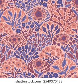 Seamless floral pattern, lavender flowers, abstract, illustration background, endless, all over print to use textile, fabric, wallpaper, clothing, fashion, backdrop, packaging, gift wrap vector