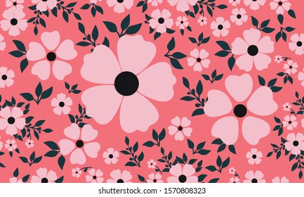 Seamless floral pattern with leaf flower on light background.