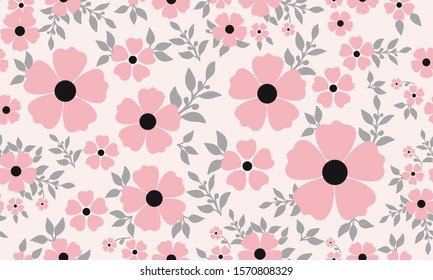 Seamless floral pattern with leaf flower on light background.